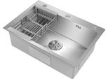 Lavello Da Cucina In Acciaio Inox - Da Incasso/Sottopiano, Rettangolare - Vasca Singola - 45 X 66 Cm - Senza Rubinetteria - 1 Foro - Incl. Gruppo Di Scarico E Sifone