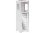 Scaffale Stretto Per Wc Per Il Bagno - Mobile Laterale A Terra - 28×25×90 Cm - Pannello In Pvc - 2,5 Kg Per Ripiano - Rettangolare - Bianco