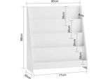 Libreria Per Bambini E Portariviste - KMB32 - 4 Scomparti - Legno - 59×40×92 Cm - Da Assemblare - Bianco Avorio