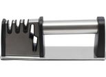 Affilacoltelli - Multifunzionale A 4 Livelli - Per Coltelli Da Cucina E Forbici - Diamante/Ceramica/Acciaio Al Tungsteno - Acciaio Inossidabile - 22×6,6×7,8 Cm - Argento