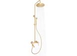 Sistema Doccia Retrò - Set Doccia - Montaggio A Parete - Regolabile In Altezza 85-110 Cm - Doccia A Pioggia + Doccetta - Valvola In Ceramica - Attacco G1/2 - Ottone - Bronzo