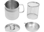 Pentola Per Friggere - Pentola Con Cestello - 2 L Acciaio Inox 304 - Filtro Per Olio - Contenitore Per Olio/Grasso - 14,5×15,9 Cm - Argento