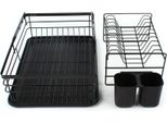 Scolapiatti - Scolapiatti A 2 Livelli - Acciaio Inossidabile - Rettangolare - Portata 15 Kg - Vaschetta Raccogligocce - Nero