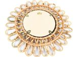 Specchio In Rattan - Specchio Da Parete - Rotondo Ø 20 Cm - Rattan + Abs - Stile Classico - Portatile - Per Bagno - Marrone