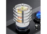 Vaporiera Multifunzionale In Acciaio Inossidabile - Pentola A Pressione/Vaporiera - Diametro 28 Cm - 5 Livelli - Impilabile - Giallo