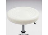 Moderno Sgabello Rotondo Con Rotelle - Sgabello Girevole - Rotazione A 360° - Altezza 45-57 Cm - Seduta Ø33 Cm - Fino A 150 Kg - Pvc/Acciaio Al Carbonio - Bianco