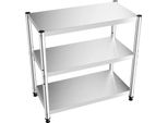 Scaffale Da Cucina - Scaffale Per Microonde - 3 Ripiani - Fino A 50 Kg - Metallo - 80 X 80 X 40 Cm - Argento