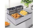 Friggitrice Elettrica Professionale - EF-82 - Doppia Vasca - 6 L - 220 V - 60–200 °C - Acciaio Inossidabile - Con Cestelli Per Friggere