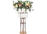 Portafiori Di Cristallo Per Matrimoni - Centrotavola Alto A 4 Livelli - Ciondolo Di Cristallo - Portavasi Rotondo - Decorazioni Per Feste E Ricevimenti - Oro