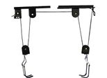 Sollevatore A Soffitto Per Biciclette - Montaggio A Soffitto Con Paranco - Portata 60 Kg - Acciaio - 2 Piastre Di Sospensione - Per Biciclette E E-Bike - Nero