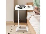 Tavolino - Tavolino Rotante Per Laptop E Letto - Regolabile In Altezza - Con Rotelle - Multifunzionale - Leggero - Bianco