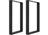 Gambe Industriali Per Tavoli In Acciaio - Gambe Rettangolari Per Mobili - 50×7×71 Cm - Set Da 2 - Portata 200 Kg - Nero