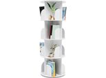 Libreria - Girevole A 360° - 4 Ripiani - Legno - Con Scomparti Portaoggetti - Stile Moderno - Bianco