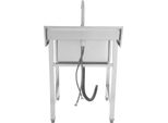 Lavello Da Ristorazione Indipendente In Acciaio Inossidabile - Vasca Singola - 60×60×93 Cm - Rubinetto Orientabile A 360° - Quadrato - Tubo Di Scarico Da 80 Cm - Argento