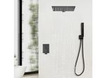 Set Doccia Per Il Bagno - Sistema Doccia A Pioggia Montato A Parete - Ottone E Acciaio Inossidabile - Design Moderno - Nero