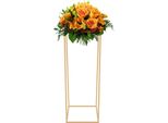 Portafiori - Colonna Metallica/Piedistallo - 28×28×80 Cm - Ferro - Portata Fino A 5 Kg - Profilo Tubolare 10×10 Mm - Autoportante - Stile Moderno - Oro