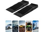 Rampe Di Accesso Per Auto - Set Da 2 Pezzi - Portata 3 T - Plastica Pp - Altezza Di Sollevamento 7 Cm - 69,8×20×7,8 Cm - Nero