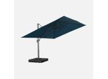 Ombrellone Decentrato Rettangolare 3X4M + Piastre Di Zavorra 50X50Cm, Blu