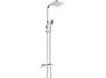 Sistema Doccia - Colonna Doccia Termostatica - Montaggio Incasso - Soffione A Pioggia 40 X 40 Cm - Acciaio Inox - Bianco