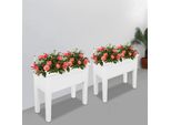 Set Di 2 Aiuole Rialzate - Aiuola Rialzata - 25 Kg Per Cassetta - 75 X 34,5 X 65,5 Cm - Plastica Pp E Gomma - Bianco