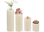Colonne Cilindriche Con Piedistallo - Espositori Per Fiori E Torte - Set Da 4 - Pvc - 25-30 Kg Per Colonna - Per Decorazioni Di Anniversari Ed Eventi - Bianco