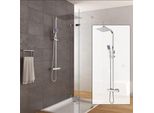Set Doccia - Miscelatore E Asta Doccia - Doccia A Pioggia/Sistema Doccia - Soffione Doccia Quadrato In Acciaio Inox 30 X 30 Cm - Cromo