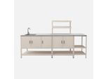 Cucina Da Esterno, 3 Moduli In Acciaio Inox, Beige