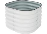 Set Di 2 Fioriere Rialzate - Fioriera In Metallo - 60×60×43 Cm - Fondo Aperto - Acciaio Rivestito In Zinco-Alluminio - Per Esterni - Bianco