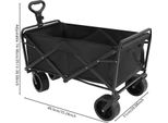 Carrello Pieghevole - Carrello Di Trasporto - Capacità Di Carico 115 Kg - 4 Ruote - Per Carichi Pesanti - Per Campeggio/Spiaggia/Giardino - Nero