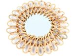 Specchio In Rattan - Specchio Da Parete Rotondo - Ø 20 Cm - Con Cornice In Rattan - Stile Classico - Colore Legno Marrone