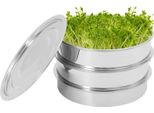 Vassoio Di Coltivazione - Vassoio Idroponico Per Germogli E Microverdure - Acciaio Inossidabile - Con Coperchio - Argento
