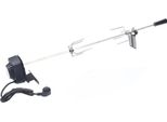 Spiedo Per Barbecue Con Motore - Girarrosto - Acciaio Inossidabile - 112 Cm - 2-3 Giri/Min, 4 W - 2 Forchette Per Carne - Fino A 8 Kg - Argento