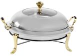 Chafing Dish 3 L - Scaldavivande Da Buffet - Rettangolare - Acciaio Inossidabile - Con Coperchio E Maniglie - Per Catering E Buffet - Superficie Elettroplaccata - Oro