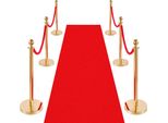Vevor Set Di 6 Pali Di Delimitazione, Sistema Di Guida Persone Con Tappeto Rosso (8 M) E 4 Corde Di Velluto Rosso (1,5 M), Supporti Di Delimitazione Con Base Ricaricabile Per Concerti, Mostre, Hotel, Cinema (Dorato)