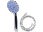 Avizar, Soffione Doccia Multigetto Con Tubo Flessibile Da 1,5 M E Supporto A Parete, Blu
