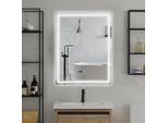 Specchio Da Bagno A Led - Specchio Da Parete - Orologio E Indicatore Della Temperatura - Tre Colori Della Luce - Antiappannamento - IP54 - Interruttore Touch - Compatto ≤929 Cm²