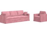 Vidaxl Divano 2 Posti Rosa 228 X 78 X 80 Cm Samt