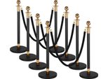 Vevor Set Di 8 Pali Di Delimitazione, Sistema Di Guida Persone Con 6 Corde Di Velluto Nero (1,5 M), Supporti Di Delimitazione Con Base Ricaricabile Adatto Per Concerti, Mostre, Hotel, Cinema
