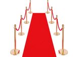 Vevor Set Di 8 Pali Di Delimitazione, Sistema Di Guida Persone Con Tappeto Rosso (10 M) E 6 Corde Di Velluto Rosso (1,5 M), Supporti Di Delimitazione Con Base Ricaricabile Per Concerti, Mostre, Hotel, Cinema (Dorato)