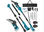 Potatore Telescopico 2 In 1 - Motosega/Cesoie Per Rami A Batteria - Motore Brushless - Batteria 21 V 4000 Mah Inclusa - Lama Da 15/20 Cm - Lunghezza Regolabile - Blu