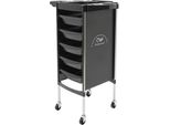 Carrello Da Parrucchiere - Carrello Da Salone - 6 Ripiani - Con Rotelle - Rettangolare - Acciaio Inossidabile E Plastica - Richiede Assemblaggio - Nero