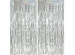 Tenda Argentata Lametta Set Da 2 Tende Glitterate Sfondo Decorativo Per Feste, Tenda Con Frange Per Compleanni, Matrimoni E Decorazioni Per Eventi