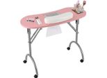 Tavolo Per Manicure - Tavolo Per Unghie Con Aspirazione Della Polvere - Quattro Rotelle - Sacchetto Per Aspirapolvere Incluso - Per Saloni Di Bellezza - Rosa