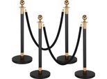 Vevor Pali Di Delimitazione 4 Pezzi, Set Sistema Di Guida Persone Con 2 Corde Di Velluto Nero (1,5 M), Supporti Di Delimitazione Con Base Ricaricabile Adatto Per Concerti, Mostre, Hotel, Cinema, Fiere