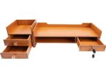Organizer Da Scrivania In Legno - Supporto Per Monitor Con Cassetto - Mdf - Capacità Di Carico 5 Kg - Rettangolare - Scomparto 17,5×16,5 Cm - Per Monitor Pc E Laptop - Marrone