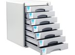 Organizer Da Scrivania In Metallo - Cassettiera Con 7 Cassetti - Chiudibile A Chiave - Lega Di Alluminio - Rettangolare - Argento