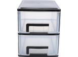 Organizer Da Scrivania Con 2 Cassetti, Plastica, Impilabile, Trasparente, Contenitore Da Scrivania Per Casa, Dormitorio, Ufficio, Cornice Nera