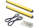 Barriera Fotoelettrica Di Sicurezza - Sensore A Barriera Fotoelettrica - 10 Raggi - Dc 24–30 V - Npn/Nc - Cavo Da 2,2 M (2 Pezzi) - Lega Di Alluminio - Giallo