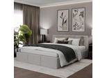 Muralo Letto Impoltrito Per Camera Da Letto Letto Imbottito Con Contenitore E Molla A Gas Letto Con Testiera Imbottita Letto Matrimoniale 140X200 Grigio Tessuto Cord