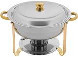 Set Di Scaldavivande / Scaldavivande Da Buffet - Rotondo - Set Da 4, 4,5 L, Acciaio Inossidabile, Con Coperchio - Argento